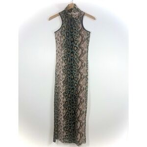 ALEJANDRO COLLECTION Snakeskin Mesh Bodycon Maxi Dress Sz Small Sleeveless *READ